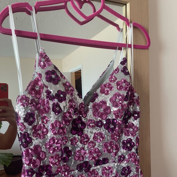 B Darlin Pink and Purple Sequin Dress - Picture 3 of 7
